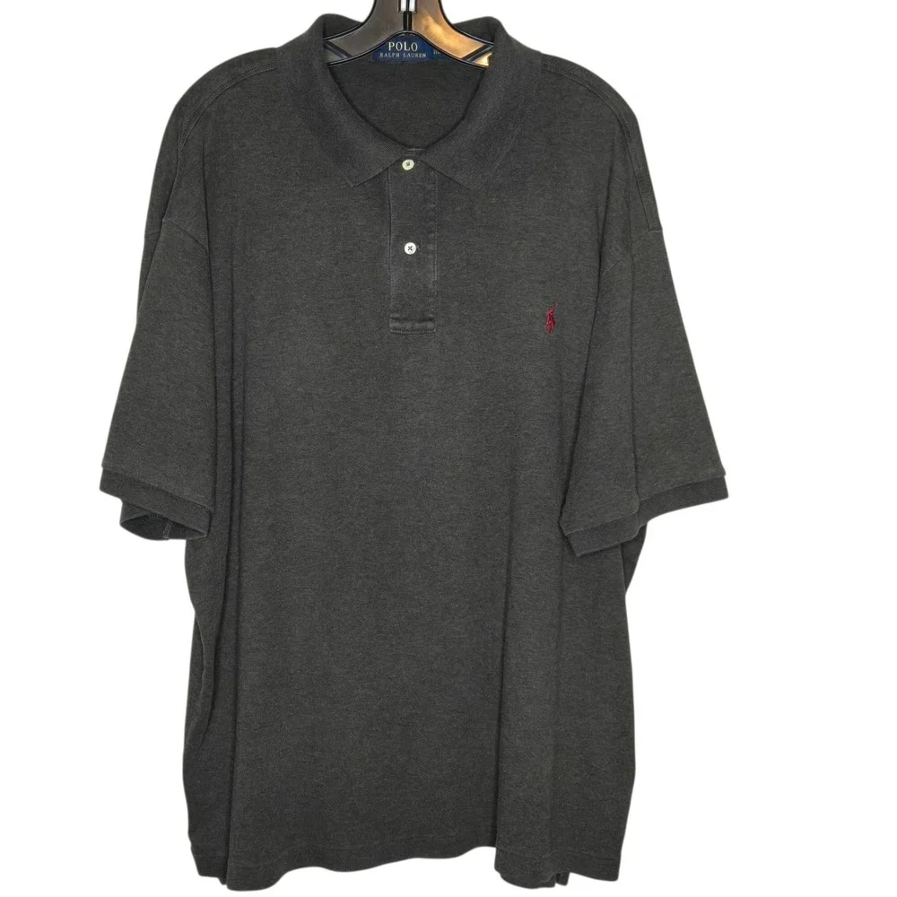 Polo Ralph Lauren Big & Tall 2XB Charcoal Grey Short Sleeve Polo Shirt Red Pony